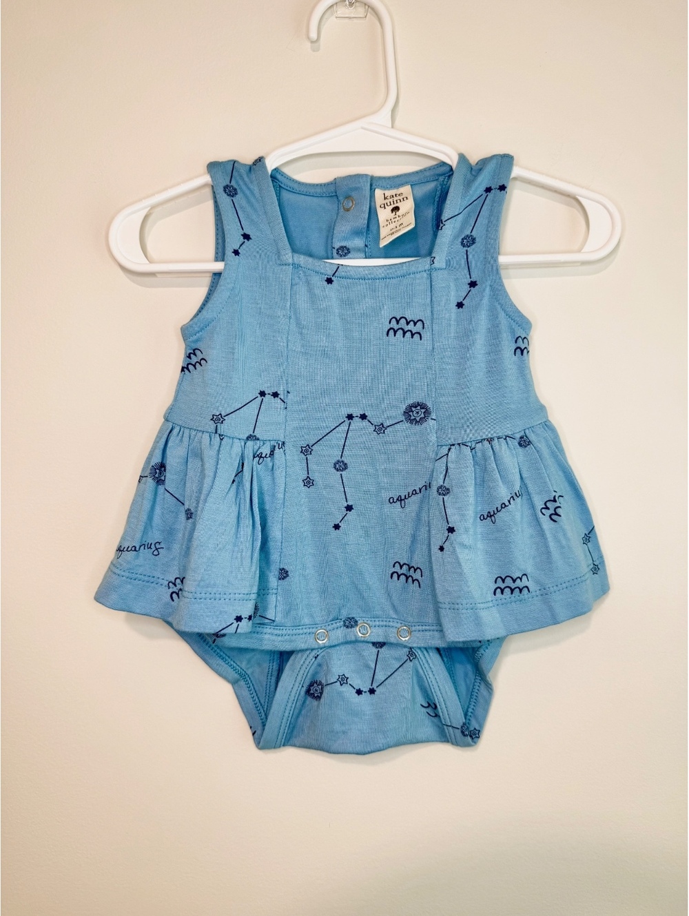 NWOT Kate Quinn Aquarius Bamboo Sleeveless Dress Bodysuit 0-3 Months